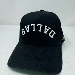 TRUE BRVND Black DALLAS UPSIDE-DOWN HAT Club OSFM Cap Snapback PreCurved Cowboy